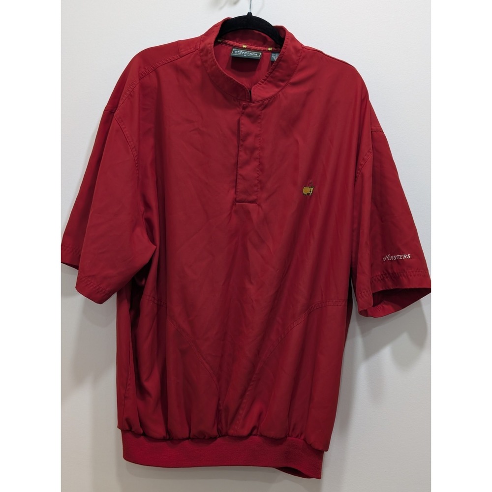 Masters Collection Men XL Red Pullover Windbreaker Snap Button Golf Preppy